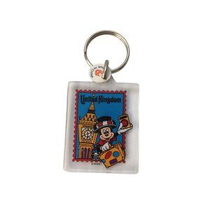 Disney Parks Epcot United Kingdom Keychain Mickey Mouse Souvenir Acrylic Vintage